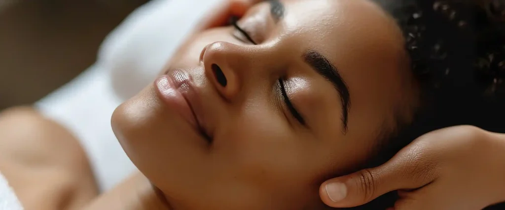 woman receiving face massage